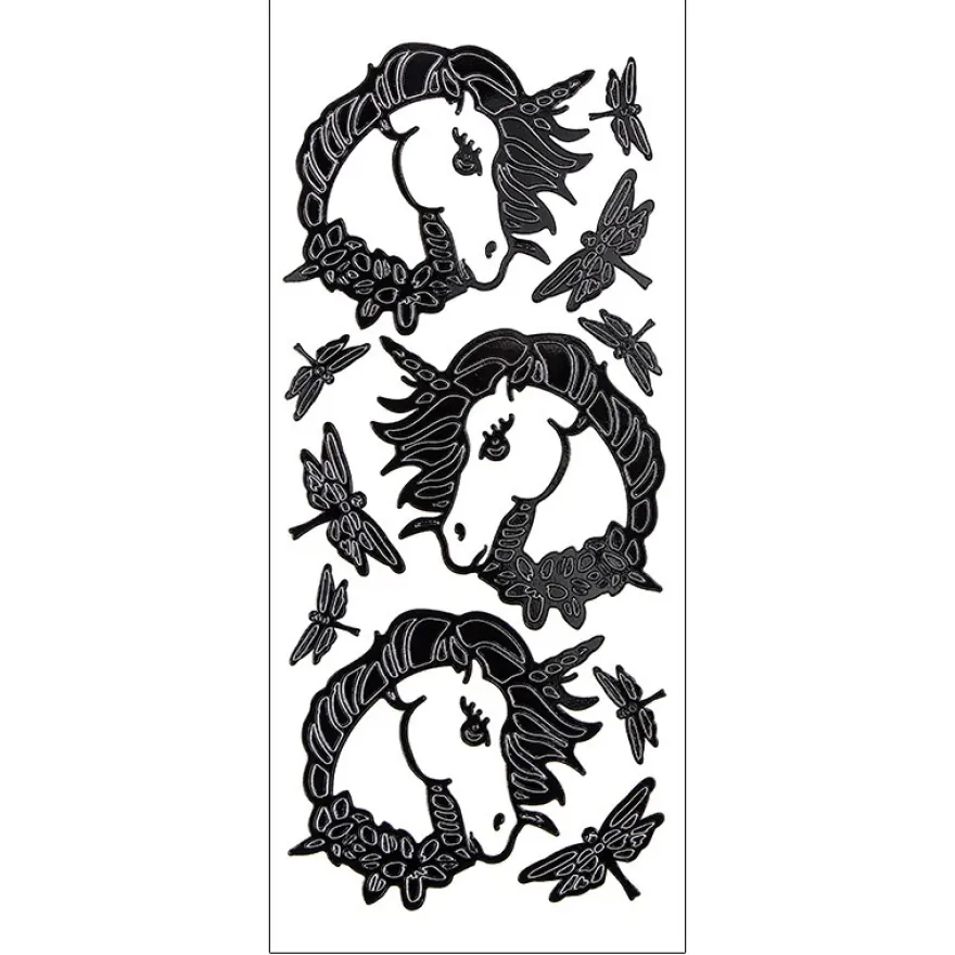 Sticker, Einhörner & Libellen, Lackfolie, schwarz