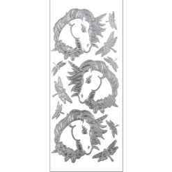 Sticker, Einhörner & Libellen, Perlmuttfolie, silber