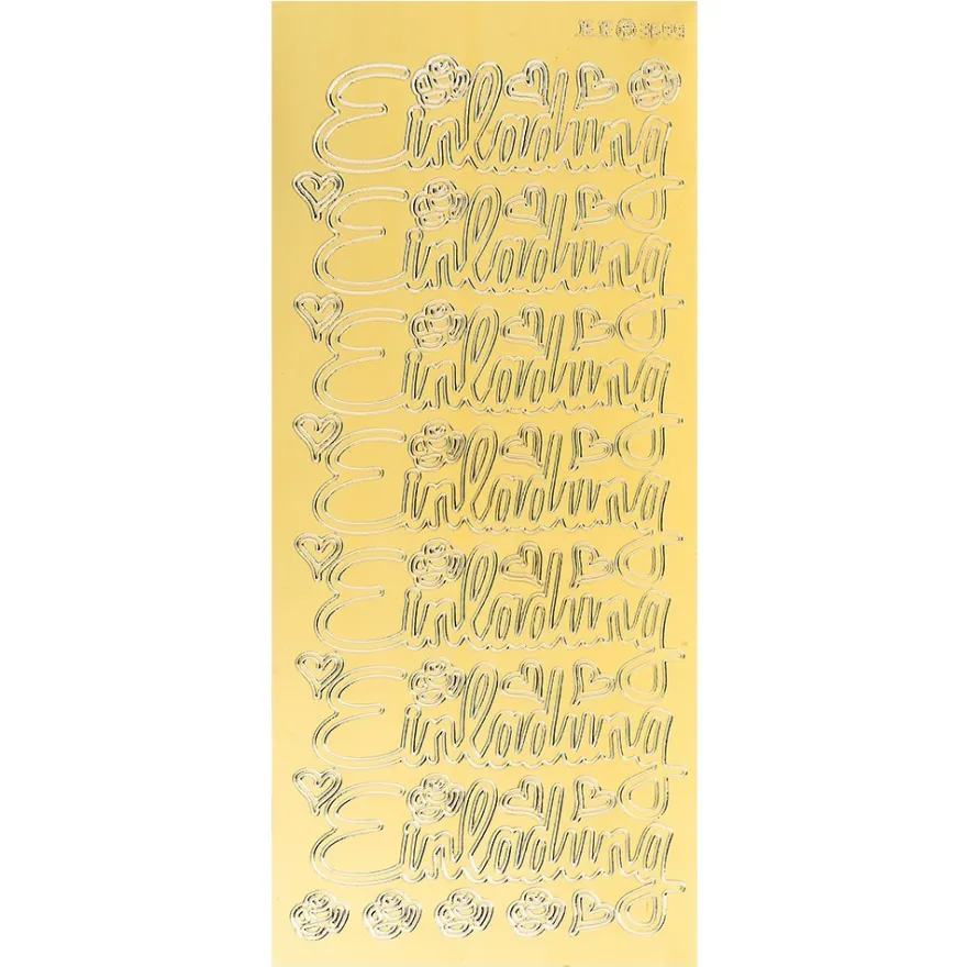 Sticker, Einladung, Spiegelfolie gold