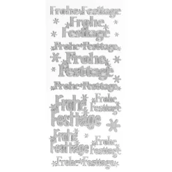 Sticker, Frohe Festtage, Diamantfolie, silber