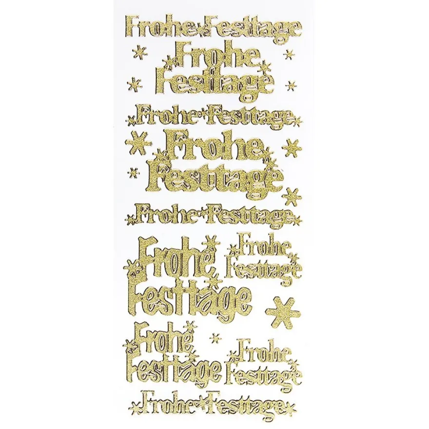 Sticker, Frohe Festtage, Diamantfolie, gold