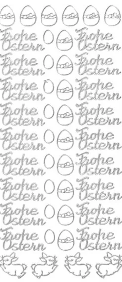 Sticker Frohe Ostern, Perlmuttfolie, silber