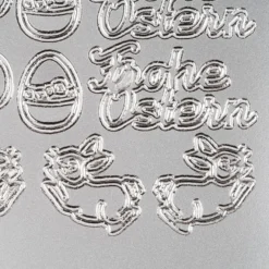 Sticker Frohe Ostern, Perlmuttfolie, silber