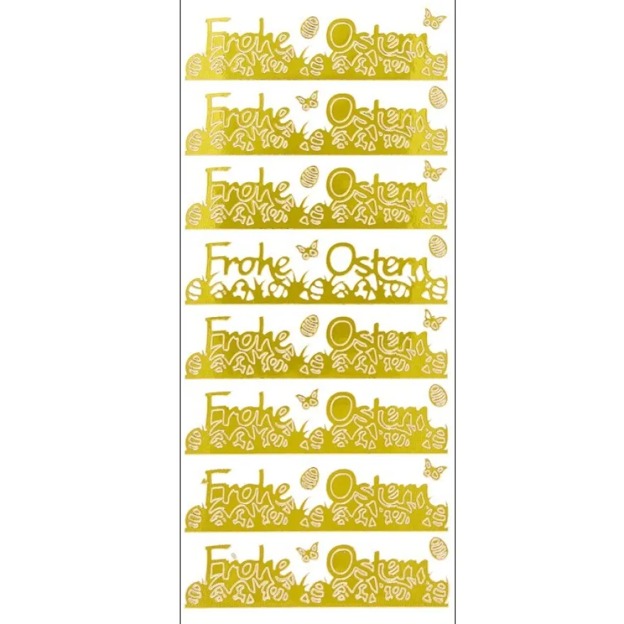 Sticker, Frohe Ostern, Spiegelfolie, gold