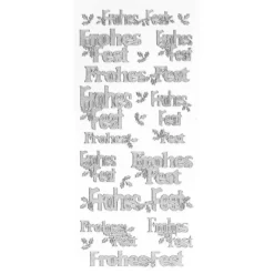 Sticker, Frohes Fest, Diamantfolie, silber