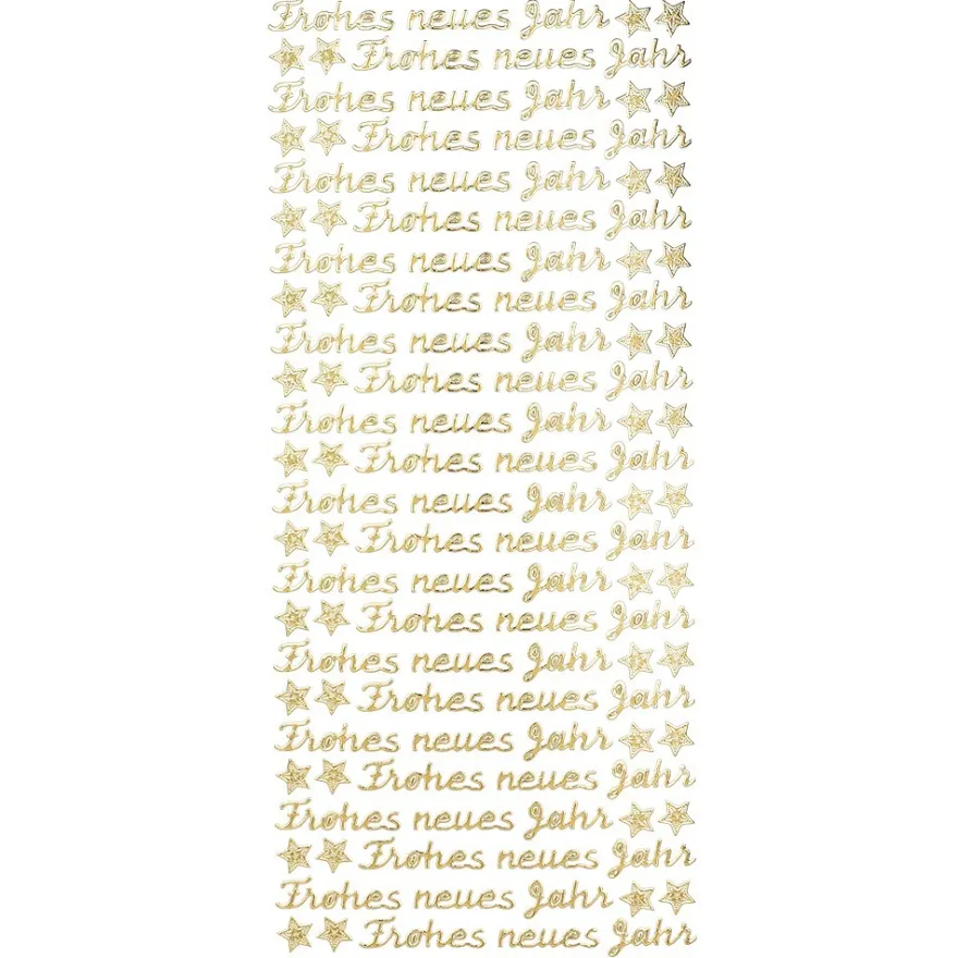 Sticker, Frohes neues Jahr, Perlmuttfolie, gold