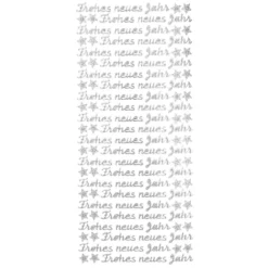 Sticker, Frohes neues Jahr, Perlmuttfolie, silber