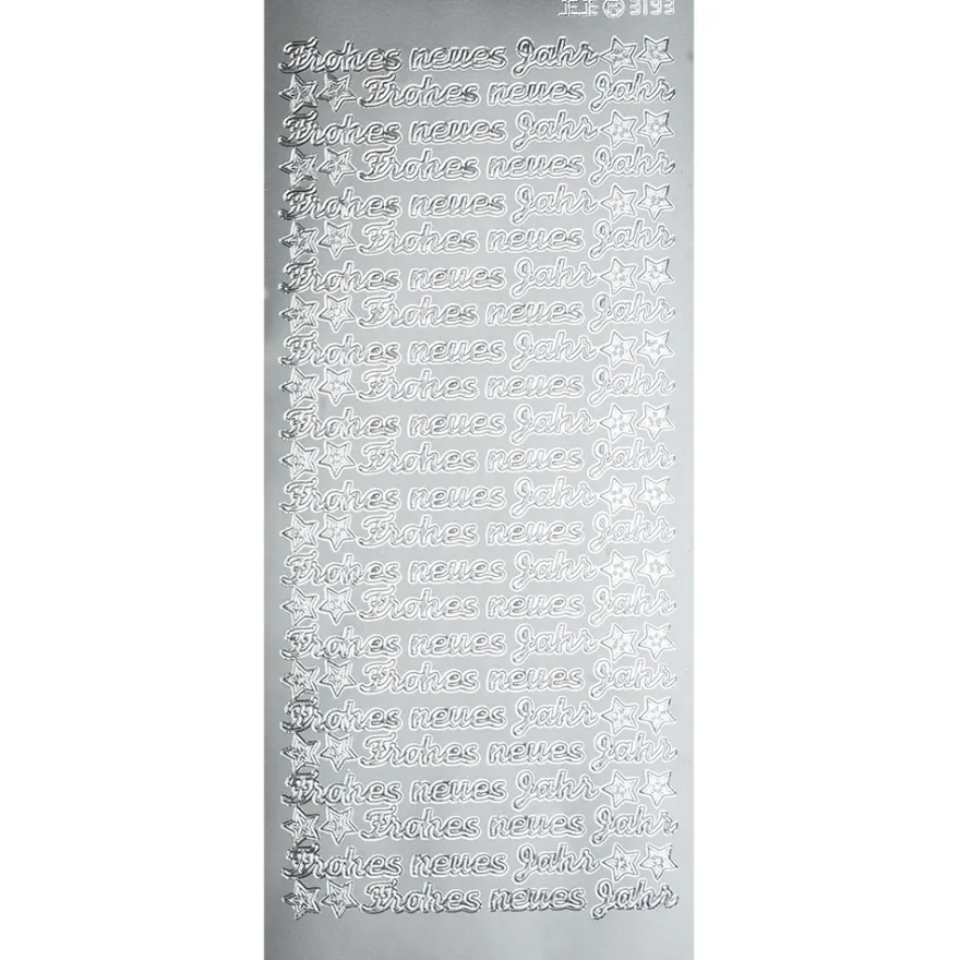 Sticker, Frohes neues Jahr, Perlmuttfolie, silber