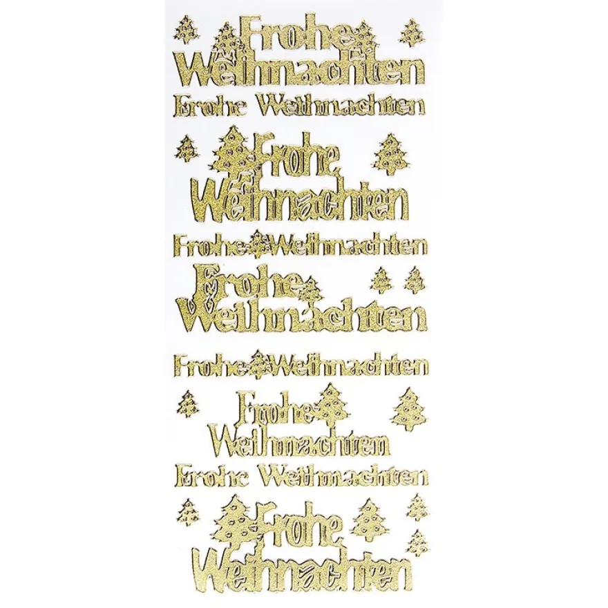 Sticker, Frohe Weihnachten, Diamantfolie, gold