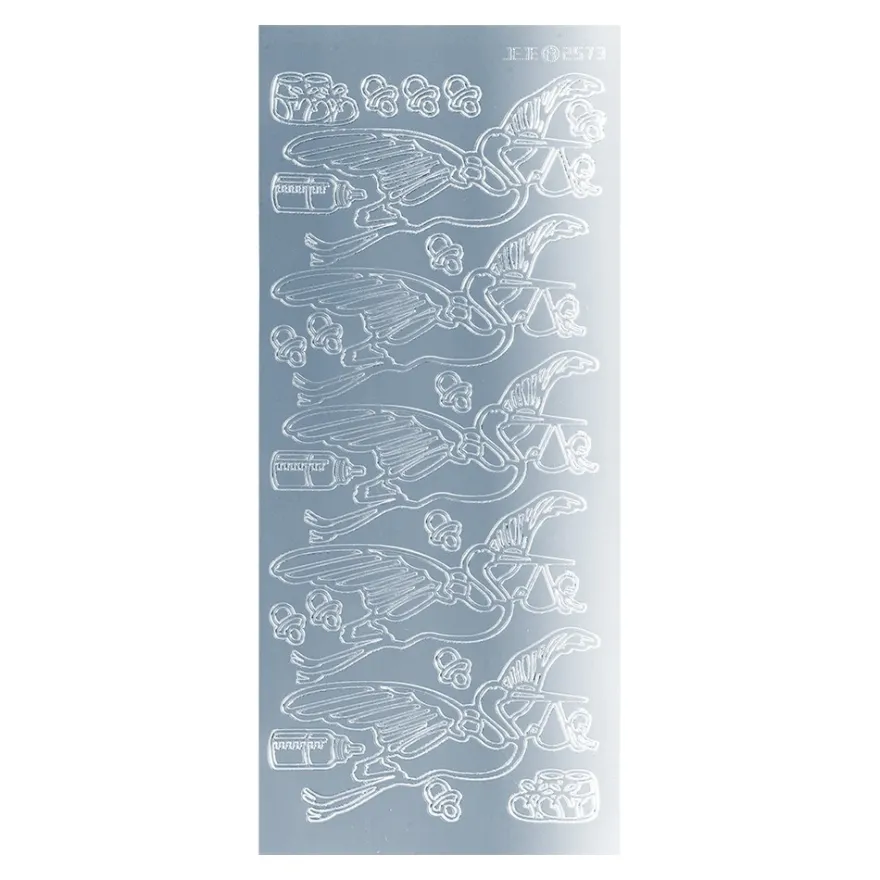 Sticker, Geburt/Storch, Spiegelfolie, hellblau
