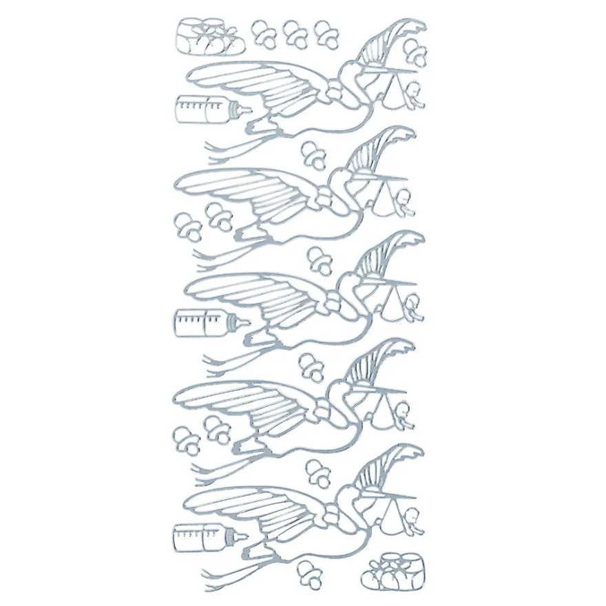 Sticker, Geburt/Storch, Spiegelfolie, hellblau