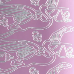 Sticker, Geburt/Storch, Spiegelfolie, rosa
