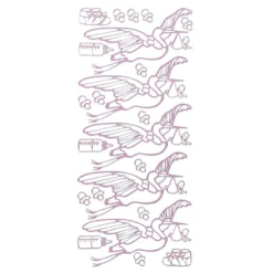 Sticker, Geburt/Storch, Spiegelfolie, rosa