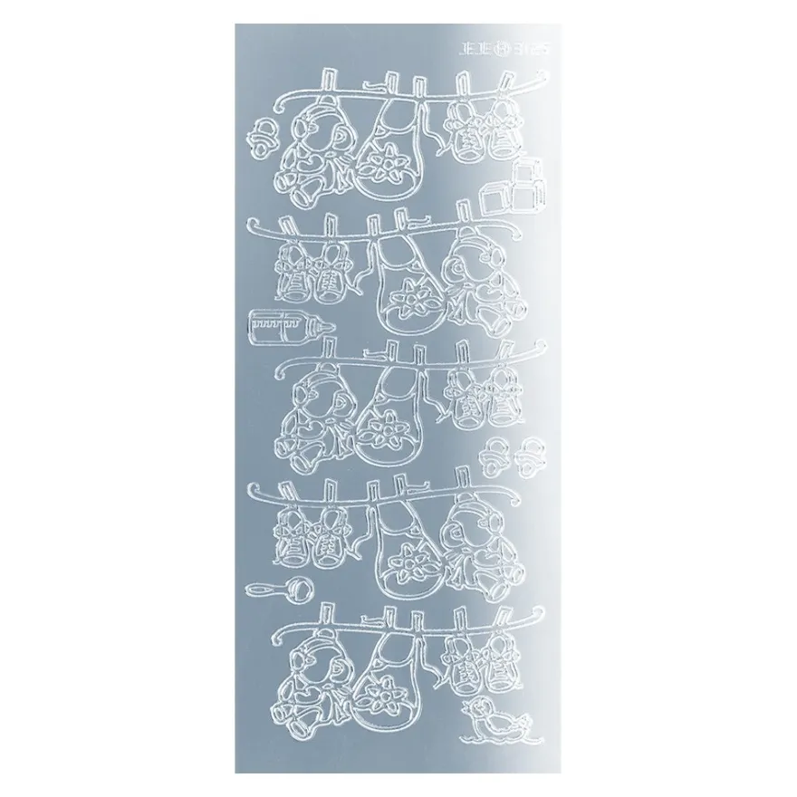 Sticker, Geburt/Wäscheleine, Spiegelfolie, hellblau