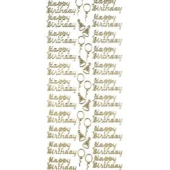 Sticker, Happy Birthday, gold