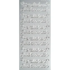Sticker, Herzlichen Glückwunsch, Perlmuttfolie, silber