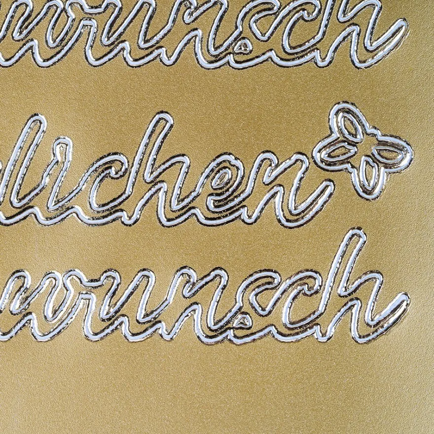 Sticker, Herzlichen Glückwunsch, Perlmuttfolie, gold