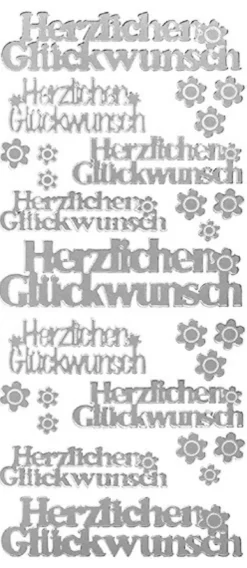 Sticker, Herzlichen Glückwunsch, silber