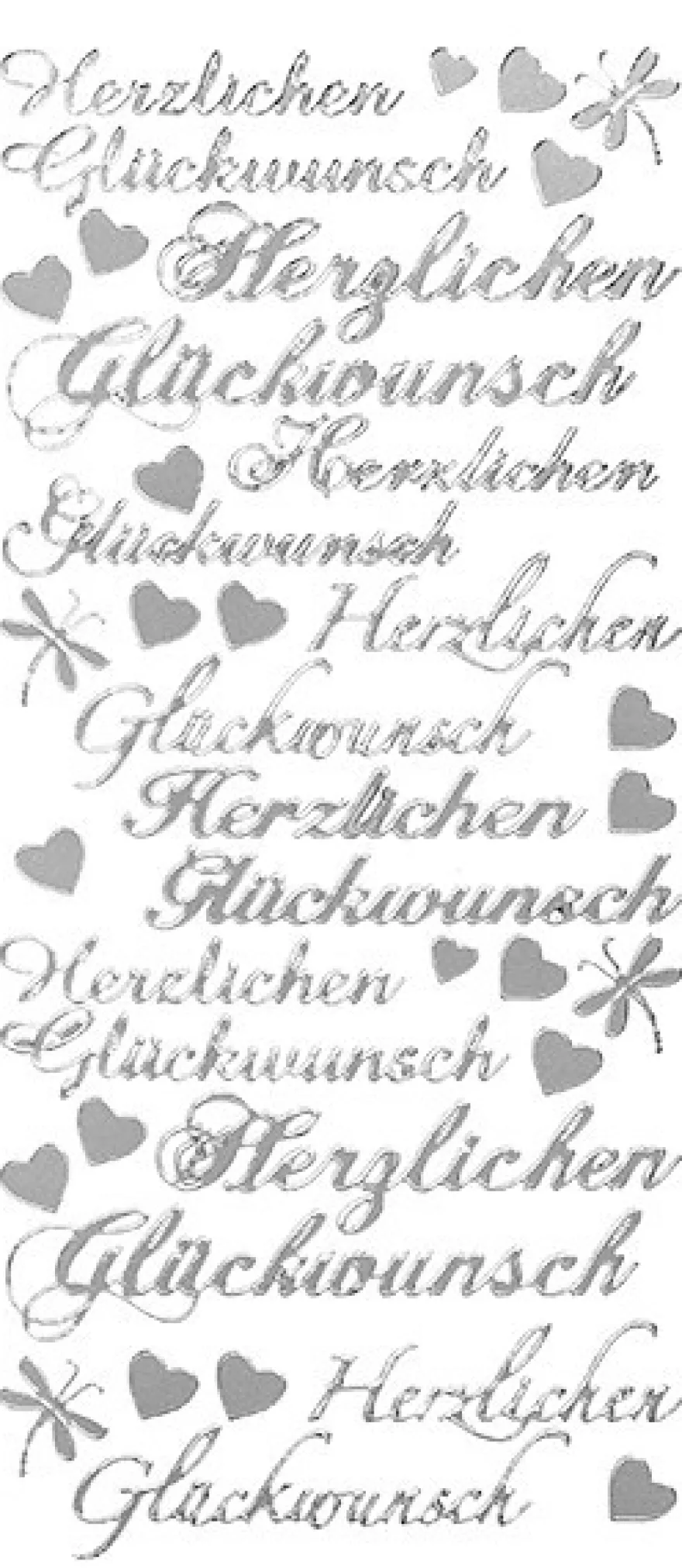 Sticker, Herzlichen Glückwunsch, Perlmuttfolie, silber