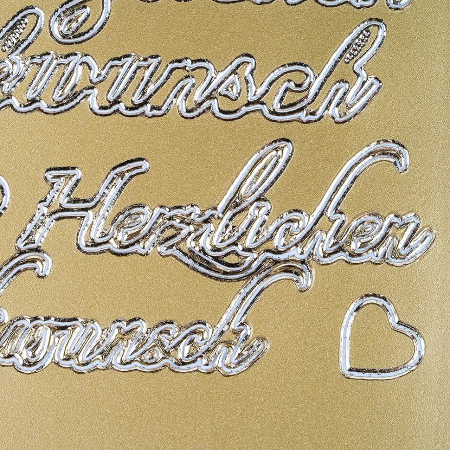 Sticker, Herzlichen Glückwunsch, Perlmuttfolie, gold