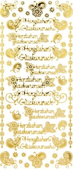 Sticker, Herzlichen Glückwunsch, Spiegelfolie, gold