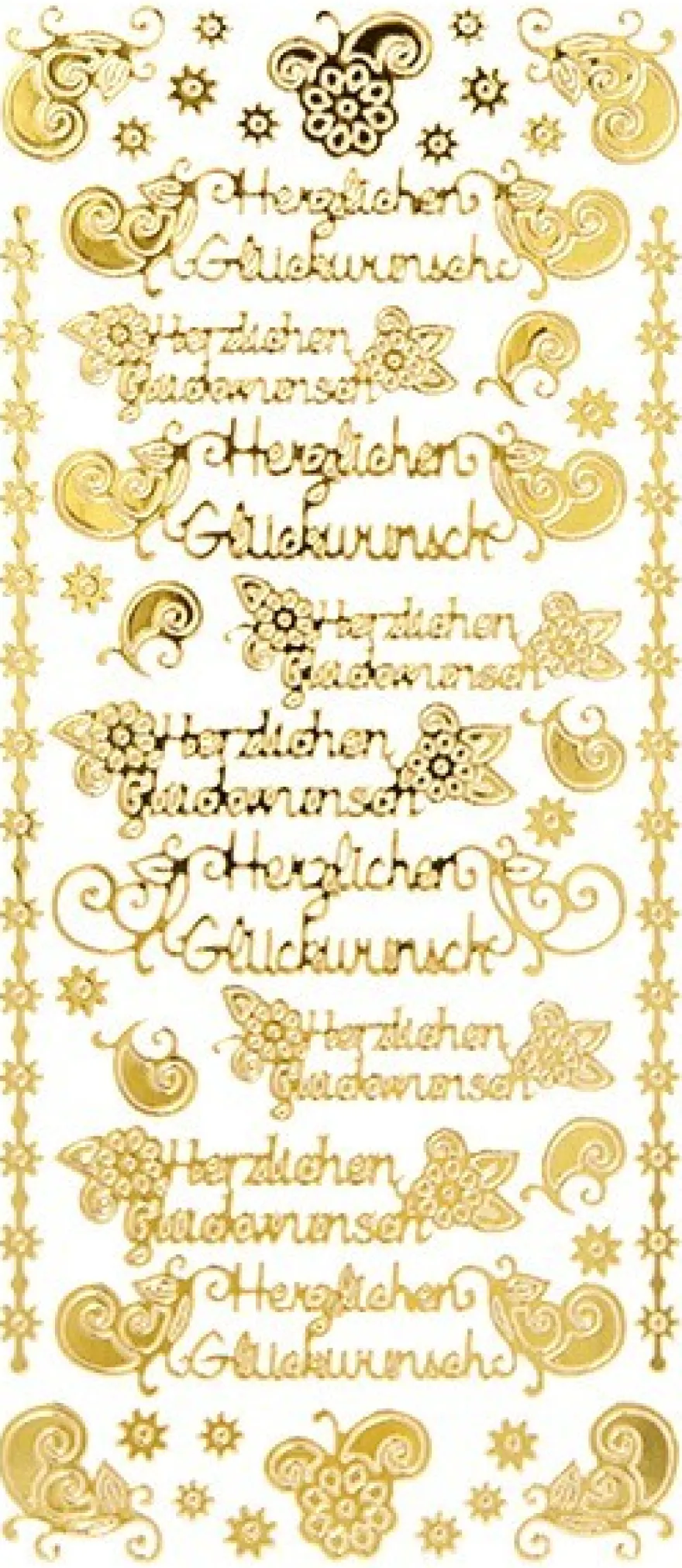 Sticker, Herzlichen Glückwunsch, Spiegelfolie, gold