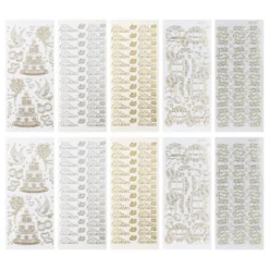 Sticker, Hochzeit 2, Perlmutt- und Lackfolie, 5 verschiedene Designs, 10 Bogen