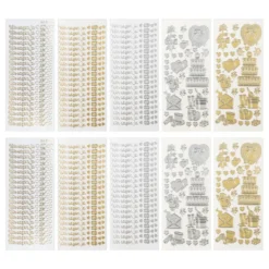 Sticker, Hochzeit 3, Perlmutt- und Lackfolie, 5 verschiedene Designs, 10 Bogen