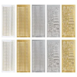 Sticker, Hochzeit 3, Perlmutt- und Lackfolie, 5 verschiedene Designs, 10 Bogen