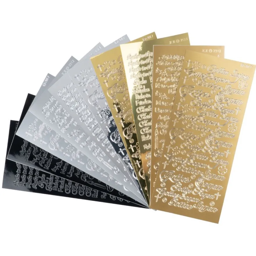 Sticker, Kondolenz, verschiedene Designs in Silber, Gold und Schwarz, 10 Bogen