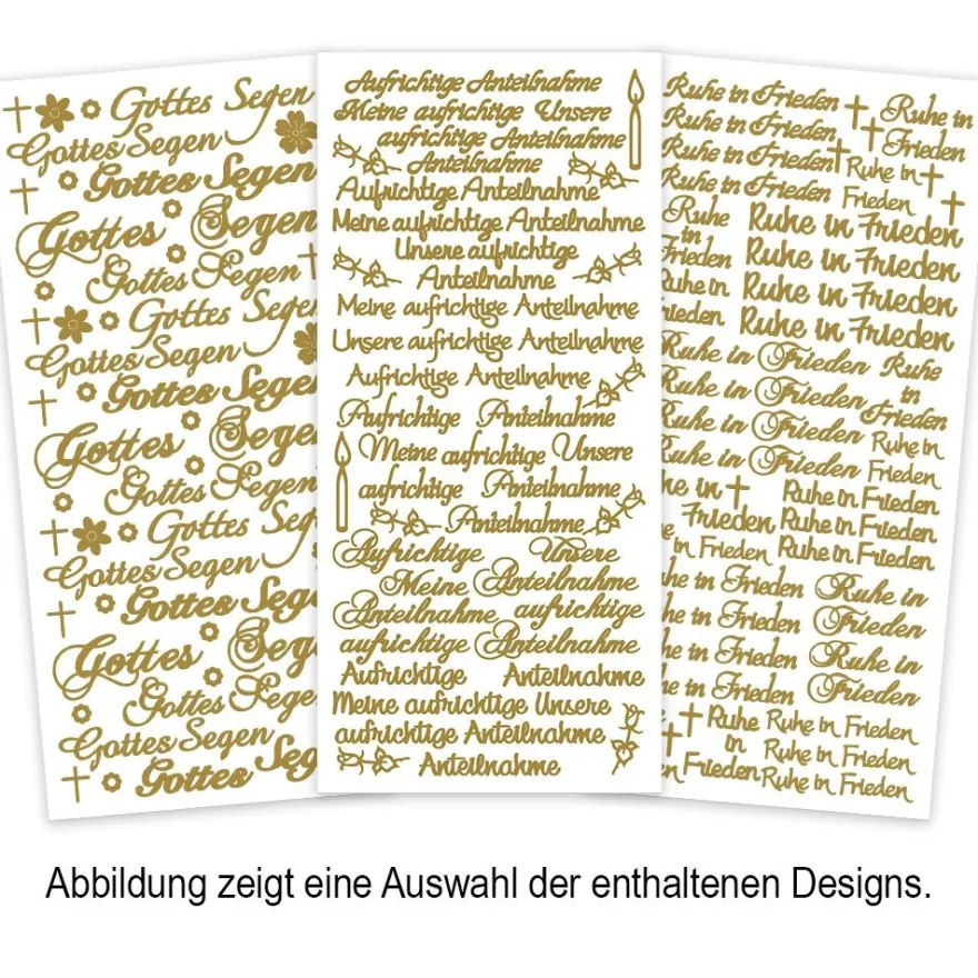 Sticker, Kondolenz, verschiedene Designs in Silber, Gold und Schwarz, 10 Bogen