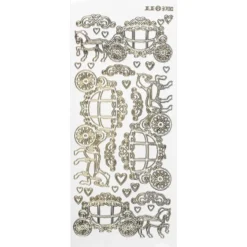Sticker, Lackfolie, Hochzeitskutsche mit Ornamenten und Herzen, weiß
