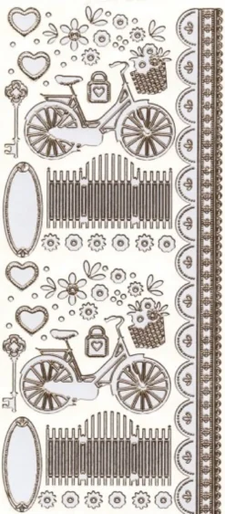 Sticker, "Marie Eve Bikes", Fahrrad, Perlmuttfolie, Goldkontur