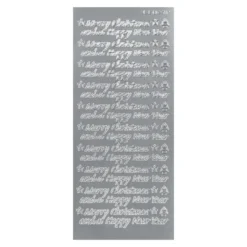 Sticker, Merry Christmas and a Happy New Year, Perlmuttfolie, silber