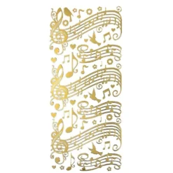 Sticker, Noten/Musik, Spiegelfolie, gold