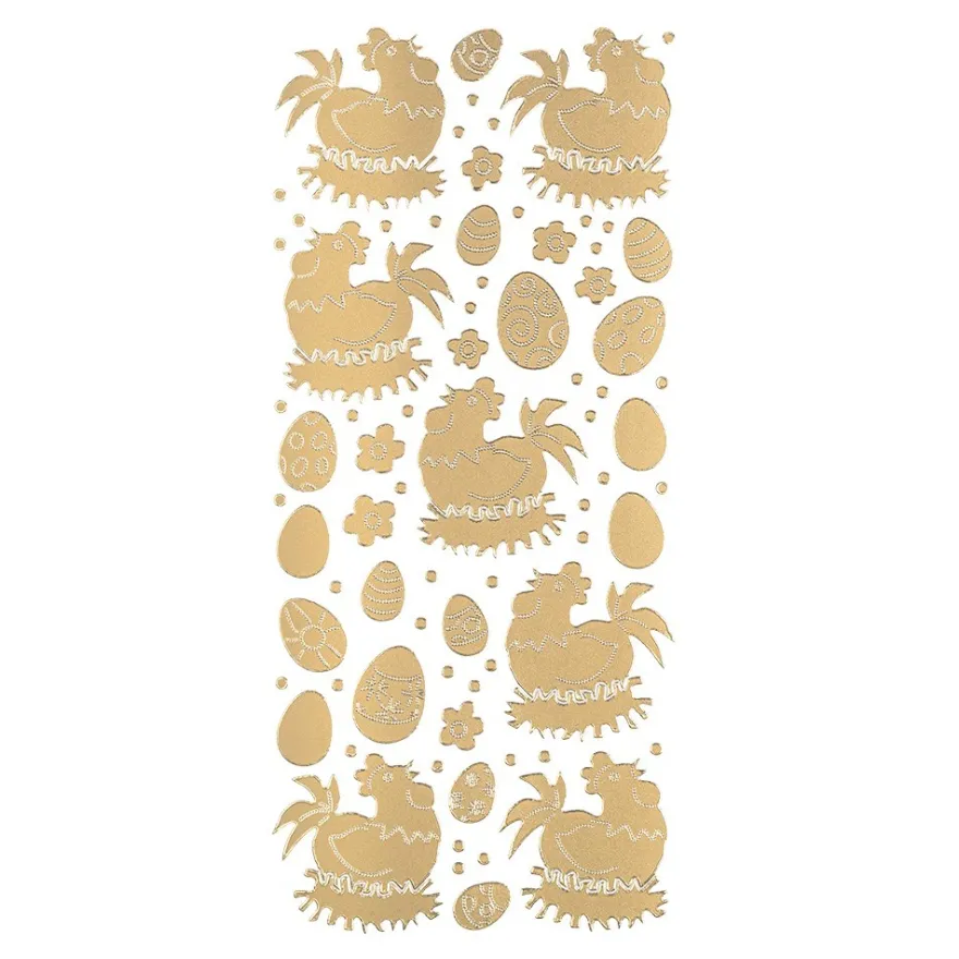 Sticker Ostereier & Hennen, gold