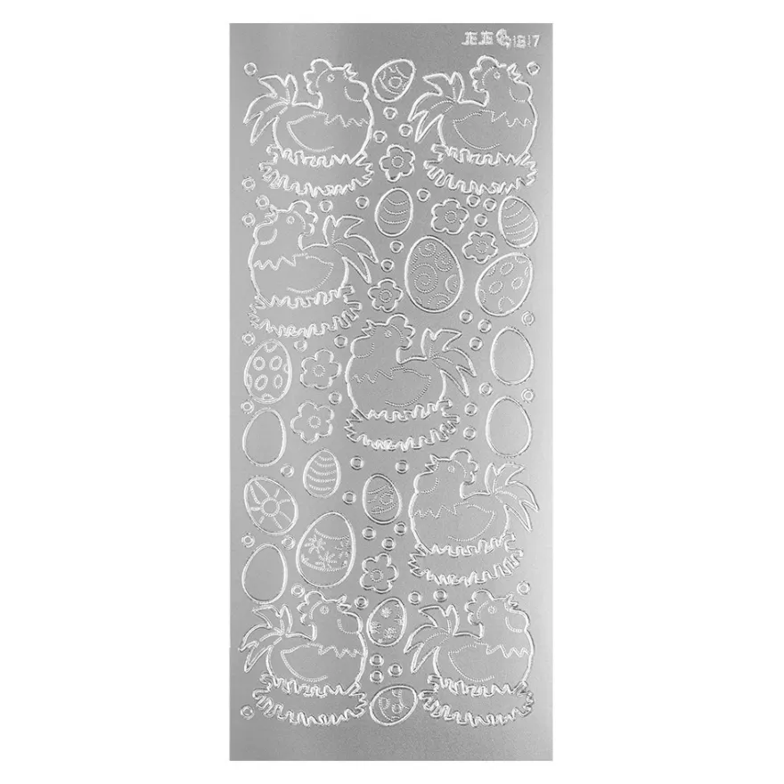 Sticker Ostereier & Hennen, silber