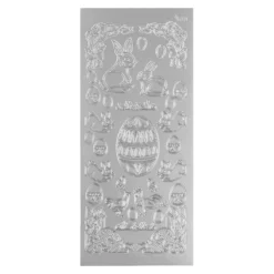 Sticker, Ostermotiv Hase und Ei, silber