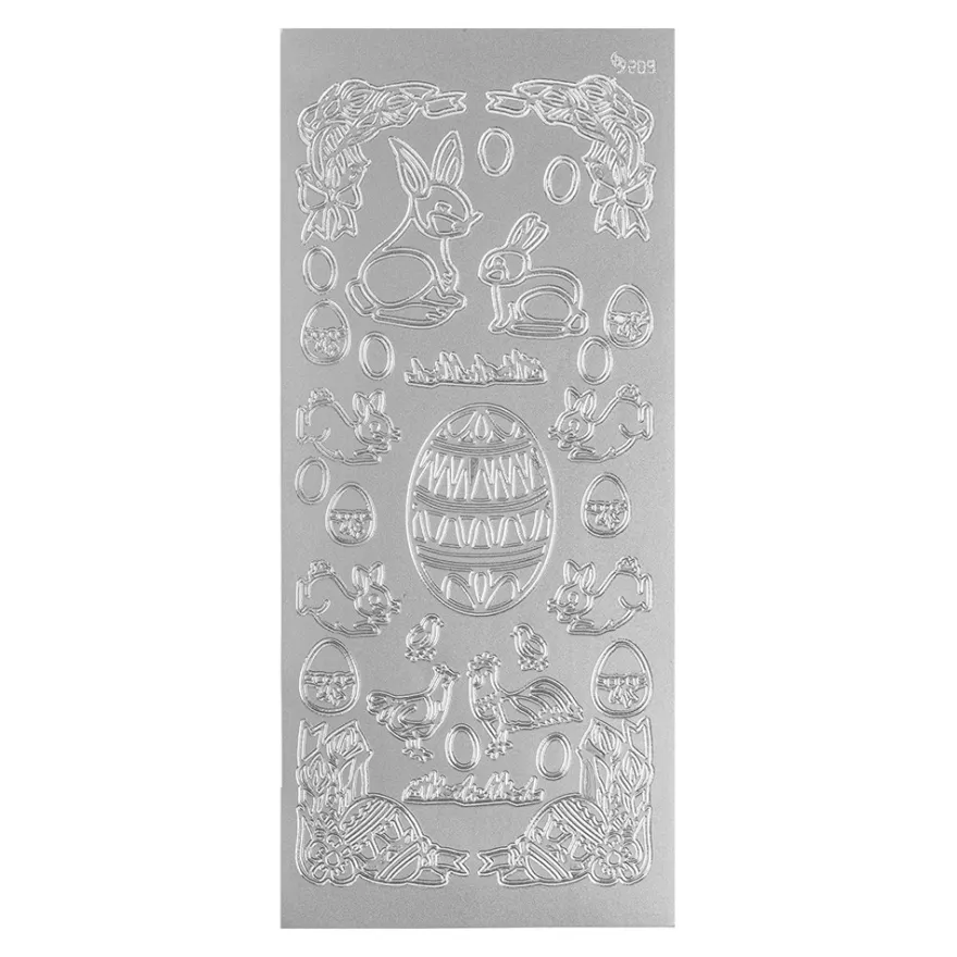Sticker, Ostermotiv Hase und Ei, silber