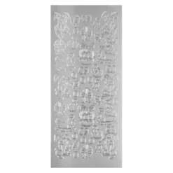 Sticker, Ostermotiv Hase und Huhn, silber