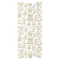 Sticker, Ostermotiv Hase und Huhn, gold