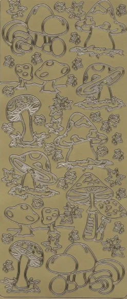 Sticker, Pilze, gold