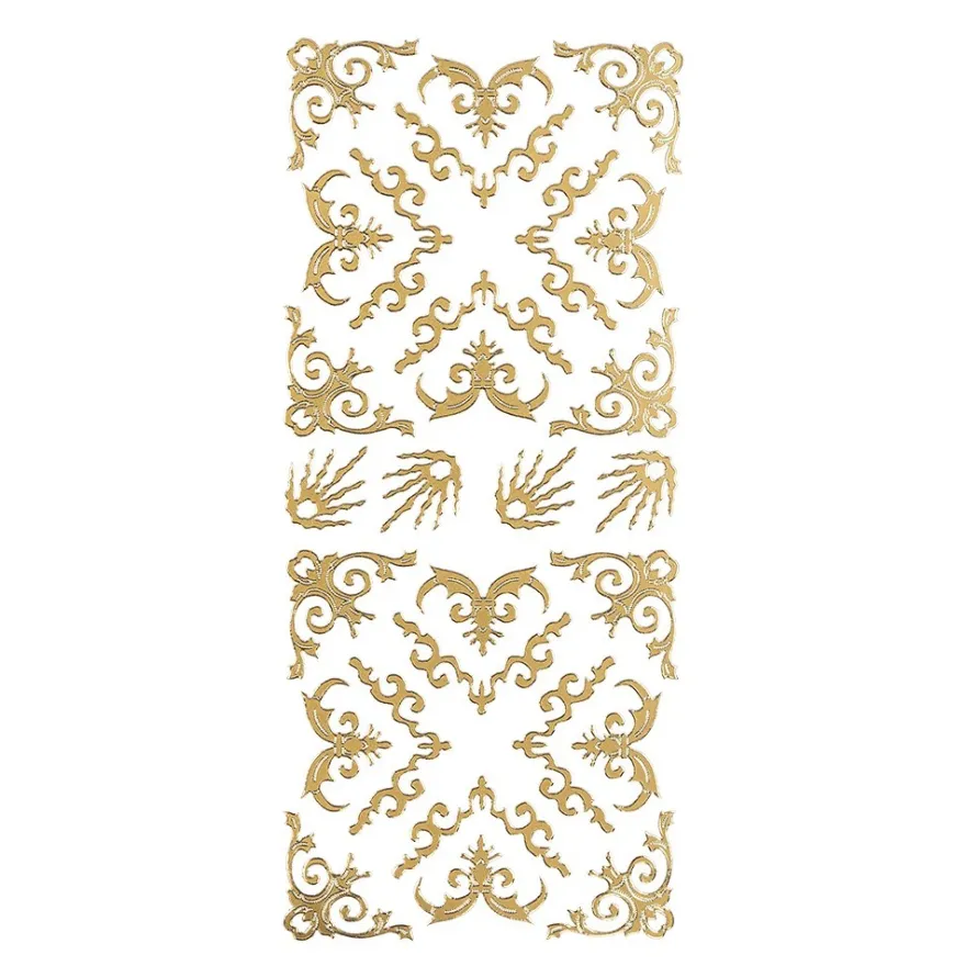 Sticker, Schnörckel-Ecken, Perlmuttfolie, gold