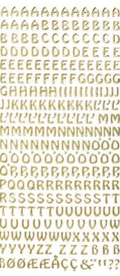 Sticker, Schrift, ABC Großbuchstaben, gold