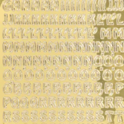 Sticker, Schrift, ABC Großbuchstaben, Spiegelfolie, gold