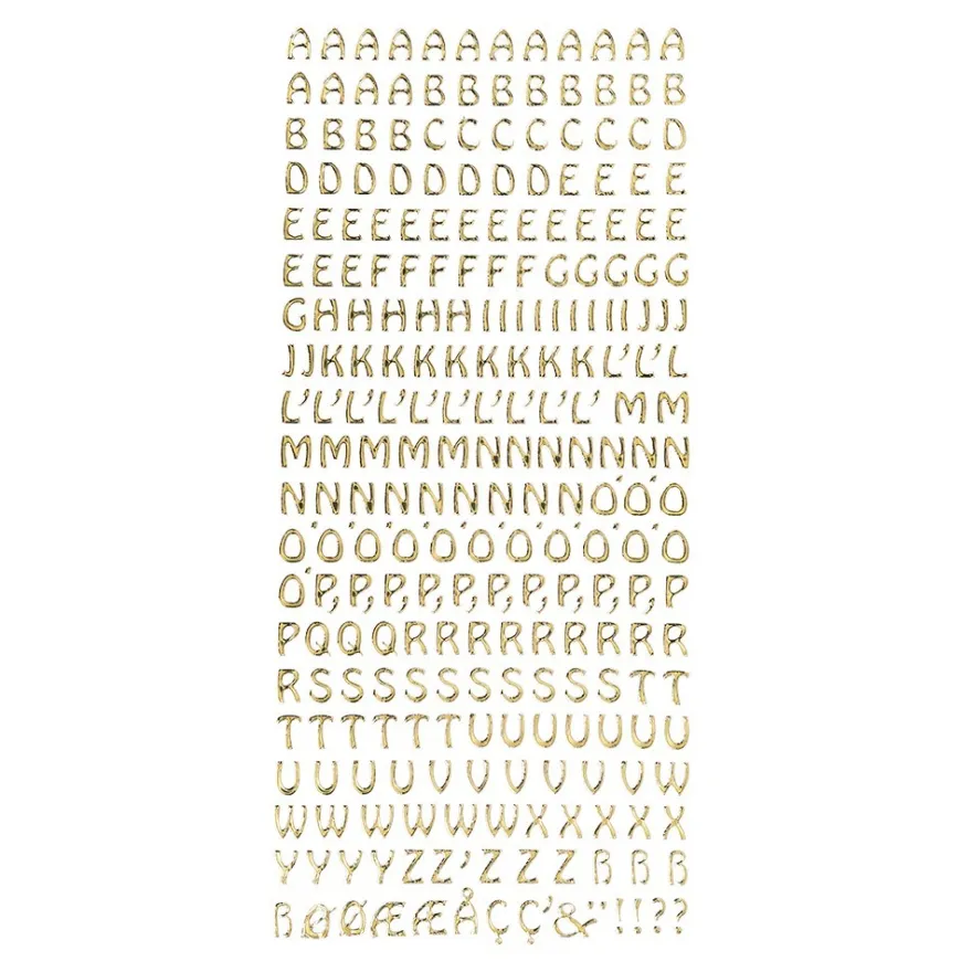 Sticker, Schrift, ABC Großbuchstaben, Spiegelfolie, gold