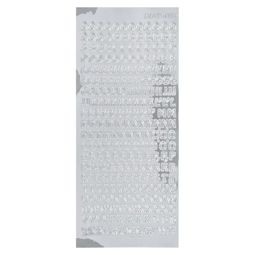 Sticker, Schrift, ABC Großbuchstaben, Spiegelfolie, silber