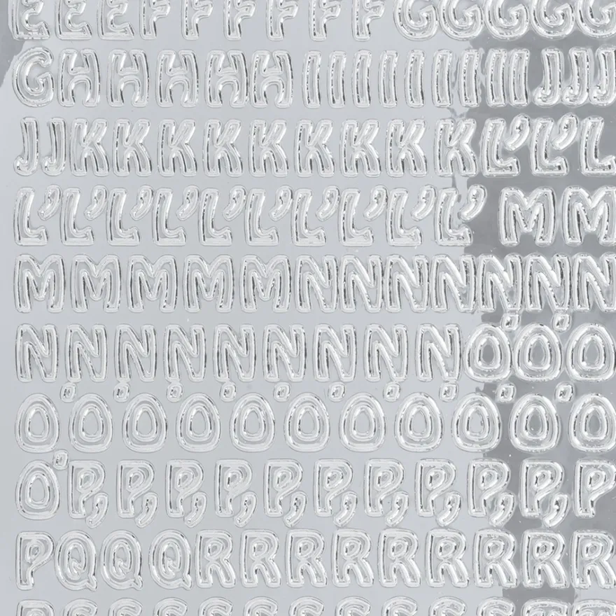 Sticker, Schrift, ABC Großbuchstaben, Spiegelfolie, silber