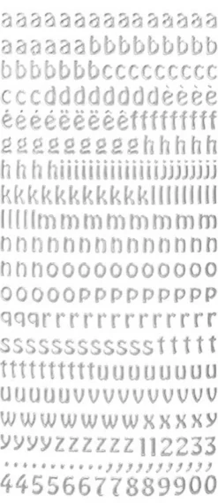 Sticker, Schrift, abc, Kleinbuchstaben, silber