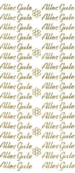 Sticker, Schrift, Alles Gute, Perlmuttfolie, gold